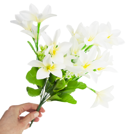 CV38046-1 SAFRAN BOUQUET 7 ZWEIGE BLÄTTER GRAS WEISS DICHT