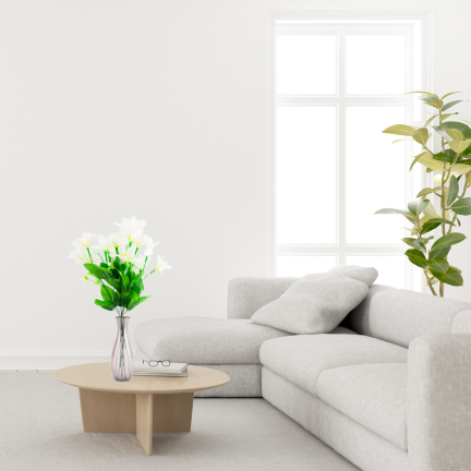 CV38046-1 SAFRAN BOUQUET 7 ZWEIGE BLÄTTER GRAS WEISS DICHT