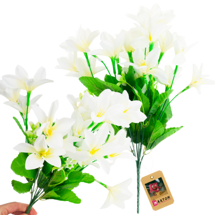 CV38046-1 SAFRAN BOUQUET 7 ZWEIGE BLÄTTER GRAS WEISS DICHT
