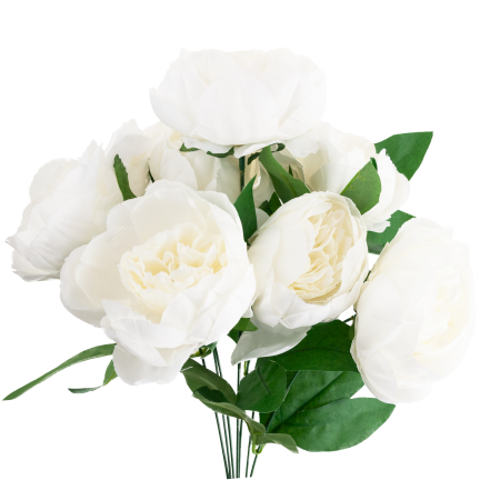 CV38309-1 PEONIA ARTIFICIAL BUNCH x 7 WHITE SPRING PEONIES
