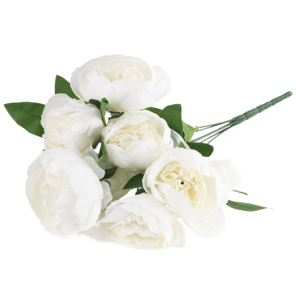 CV38309-1 PEONIA ARTIFICIAL BUNCH x 7 WHITE SPRING PEONIES