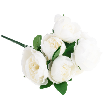 CV38309-1 PEONIA ARTIFICIAL BUNCH x 7 WHITE SPRING PEONIES