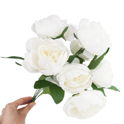 CV38309-1 PEONIA ARTIFICIAL BUNCH x 7 WHITE SPRING PEONIES