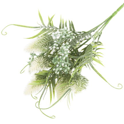 CV38674-1 BUNCH GRASBLÄTTER OSET BLUMEN x 5 WEISS