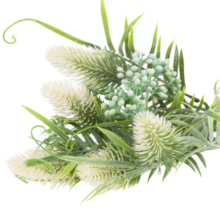 CV38674-1 BUNCH GRASBLÄTTER OSET BLUMEN x 5 WEISS
