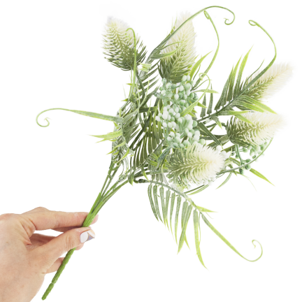 CV38674-1 BUNCH GRASBLÄTTER OSET BLUMEN x 5 WEISS