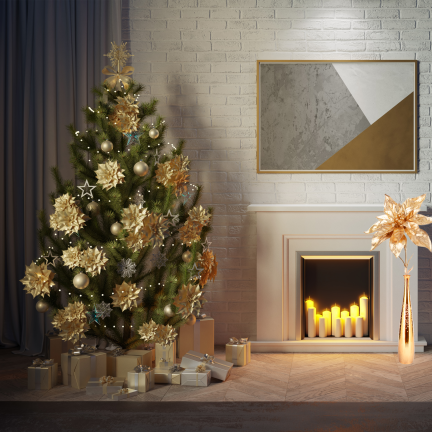 CV40183 Goldener Stern von Bethlehem – elegante, lange Weihnachtsdekoration mit Glitzer