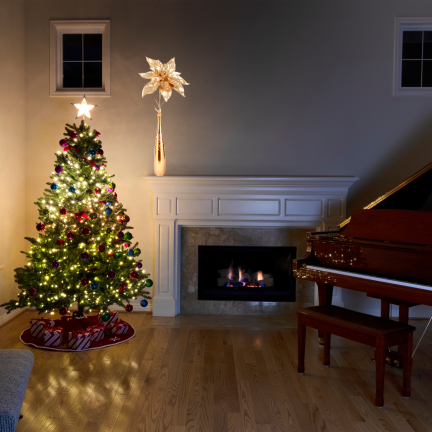 CV40183 Goldener Stern von Bethlehem – elegante, lange Weihnachtsdekoration mit Glitzer