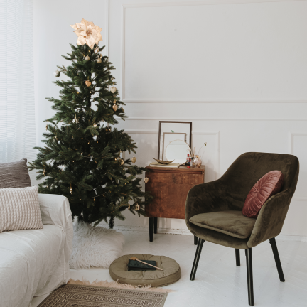 CV42657-2 Goldener Stern von Bethlehem mit Clip – Weihnachtsdekoration aus Velours, mehrlagig