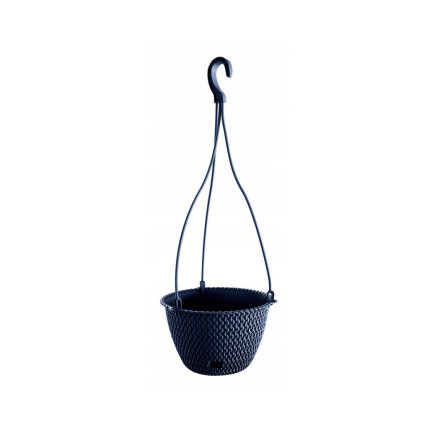 DSPW230-S433 HÄNGENDES TÖPFCHEN Ø 23 cm Rattan ANTHRACITE, rund mit Haken 3L