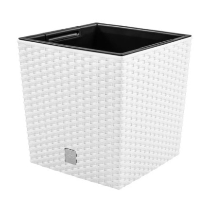 DRTS325L-S449 RATO NIEDRIGEN WEISSEN QUADRATISCHEN BLUMENTOPF BALKON GROSS RATTAN