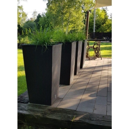 DRTS170-S433 ANTHRAZIT RATTAN OUTDOOR BLUMENTOPF MIT LINER TOPF HOCH
