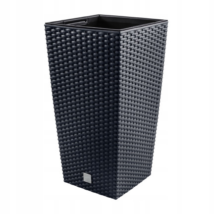 DRTS170-S433 ANTHRAZIT RATTAN OUTDOOR BLUMENTOPF MIT LINER TOPF HOCH