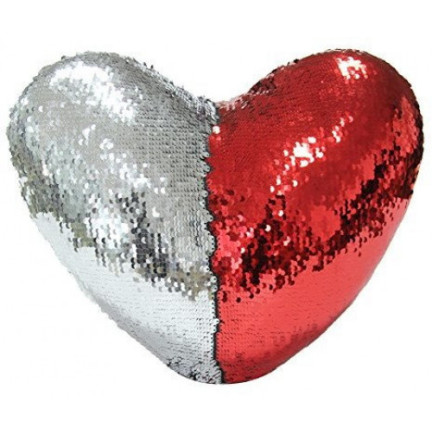 48329S KISSEN HERZ PAILLETTEN SILBER VALENTINSTAG