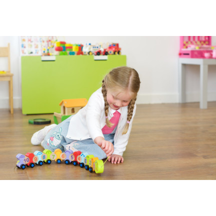 TG67019 Holzzug mit Raupenkette – Lernpuzzle zum Erlernen der Zahlen