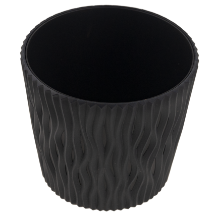 DSR130-S433 BLUMENTOPF DEKORATIVER DURCHBROCHENER TOPF 22,5CM SANDIG ANTHRAZIT MIT 5L EINSATZ