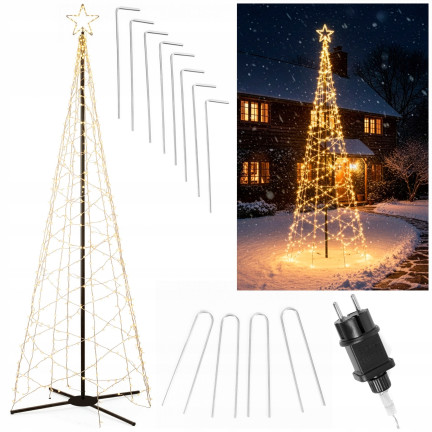 Konischer LED-Weihnachtsbaum mit Stern, Christbaumschmuck, Weihnachtsbeleuchtung, 320 LEDs, 1,8 m