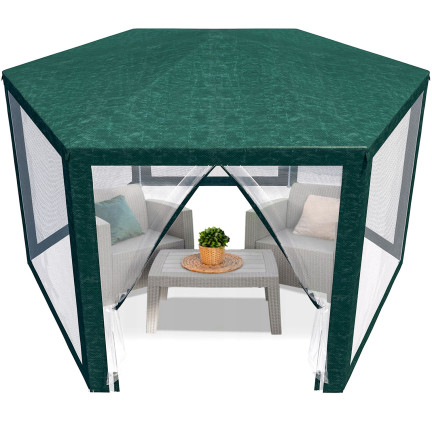 TG77596-1 GARTENZELT KOMMERZIELLER PAVILLON 6 WÄNDE MIT MOSKITONETZ GAZEBO FÜR DIE GARTENTERRASSE
