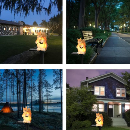 TG71282 SOLAR EICHHÖRNCHEN LAMPE ANGETRIEBEN GARTEN LICHT LED DÄMMERUNG SENSOR SOLAR