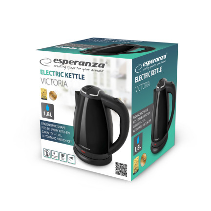 EKK113K ESPERANZA ELEKTRISCHER KABELLOSER WASSERKOCHER VICTORIA 1,8L SCHWARZ