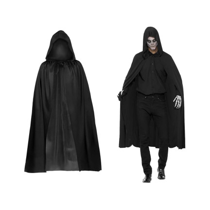 Kapuzenumhang, schwarz, für Zauberinnen, für Vampire, Halloween-Kostüm, universell einsetzbar