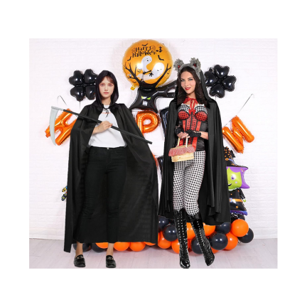 Kapuzenumhang, schwarz, für Zauberinnen, für Vampire, Halloween-Kostüm, universell einsetzbar