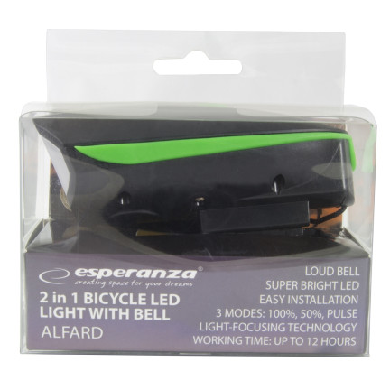 EOT023 LED-Fahrrad-Frontleuchte mit Klingel 2in1 stark ALFARD