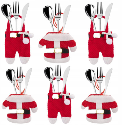 TG52959 Besteckhülle, 6 Stück/Set, Weihnachtsmann-Mäntelchen