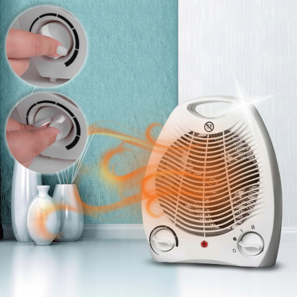 EHH011 Heizlüfter, elektrischer Heizkörper, Heizstrahler mit Thermostat, 2000 W