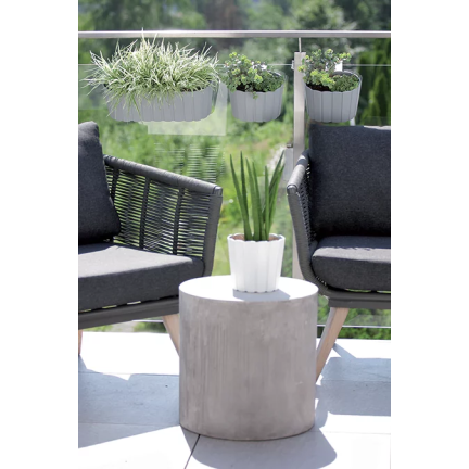 DDECZ400-S449 BLUMENTOPF BALKON OVAL BLUMENKASTEN BRÜSTUNGSHAKEN WEISS