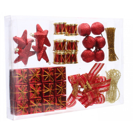 ANT2858C KERZENDECOR-SET Rote Kugeln Schleifen