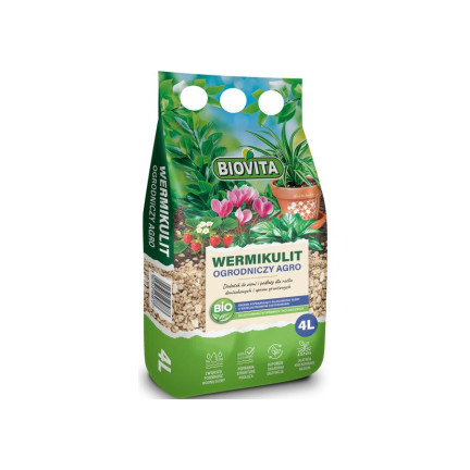 Vermiculit für den Garten, Bodenzusatz, Bodenlockerung, Biovita, 4 l, 1–5 mm