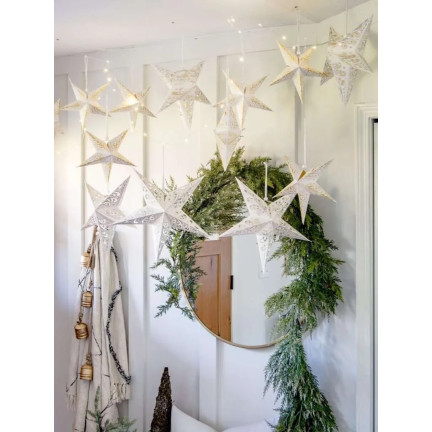 TG59705-1 Faltbarer Weihnachtsstern, 3D-Papier-Buntglas-Dekoration, durchbrochene Fensterdekoration, 27 cm