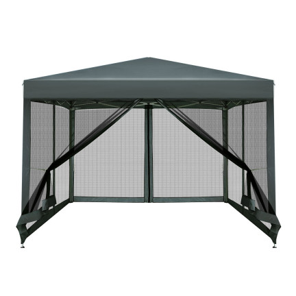 TG77594-3 GARTENZELT KOMMERZIELLER PAVILLON 3X3M MIT MOSKITONETZ GAZEBO FÜR DIE GARTENTERRASSE