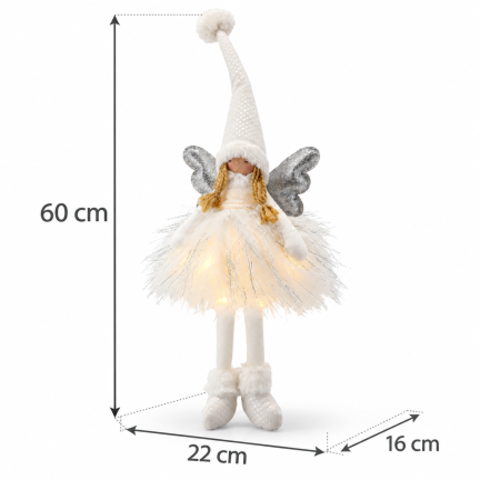 GOT1605 Engel mit baumelnden Beinen, LED-Weihnachtsdekoration, Engelsfigur