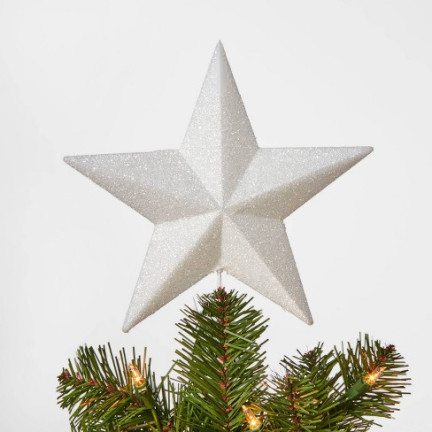 TG51352 Weihnachtsbaumstern Spitze weiß nicht glitzernd Weihnachtsbaumstern Ornament Glitter