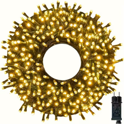 LED-Lichterkette 500 L, warmweiß, Weihnachtsbaum, Weihnachtsbeleuchtung, für drinnen und draußen, 3+25 m