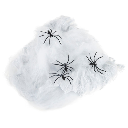 HL17 KÜNSTLICHES SPINNENNETZ 4 SPINNEN HALLOWEEN DEKORATION