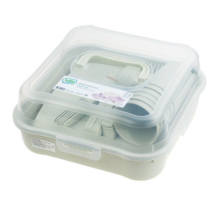 HOB031289 WANDERN PICKNICK SET 32 TEILE TASSEN BESTECK BEHÄLTER