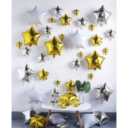 TG66234-2 FOLIE BALLON STERN GOLD GEBURTSTAG STERN FÜR HELIUM