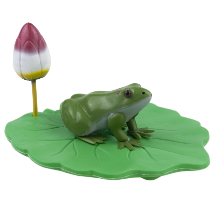 IM037 – Dekorativer Frosch aus Kunststoff auf einem Tulpenblatt für den Teich