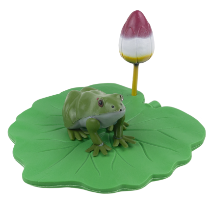 IM037 – Dekorativer Frosch aus Kunststoff auf einem Tulpenblatt für den Teich