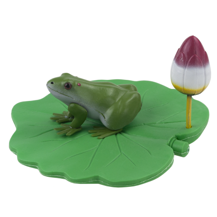 IM037 – Dekorativer Frosch aus Kunststoff auf einem Tulpenblatt für den Teich
