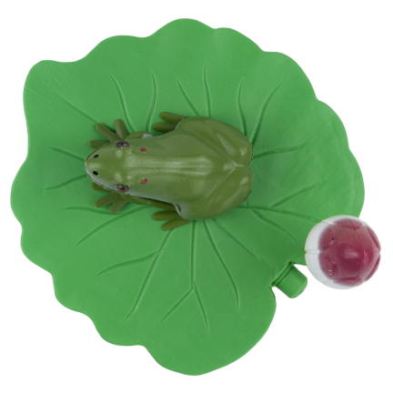 IM037 – Dekorativer Frosch aus Kunststoff auf einem Tulpenblatt für den Teich