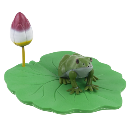 IM037 – Dekorativer Frosch aus Kunststoff auf einem Tulpenblatt für den Teich