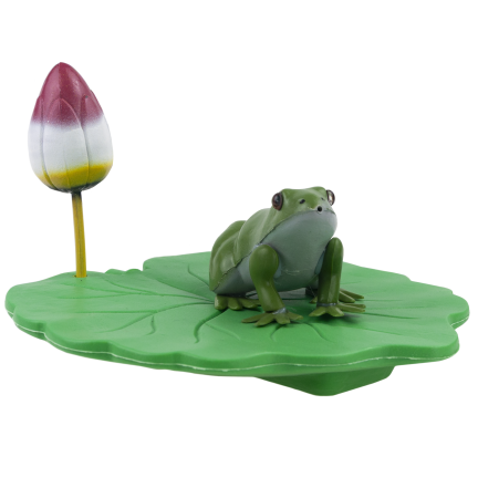 IM037 – Dekorativer Frosch aus Kunststoff auf einem Tulpenblatt für den Teich
