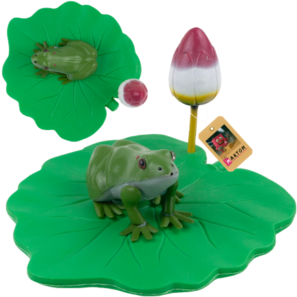 IM037 – Dekorativer Frosch aus Kunststoff auf einem Tulpenblatt für den Teich