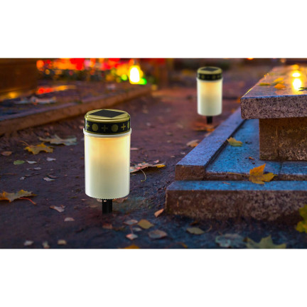 TG80339-1 SOLAR LED KERZE GRAB LAMPE FRIEDHOF STATUE WARMES LICHT