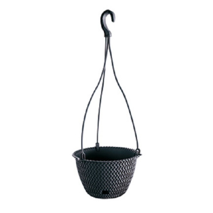 DSPW230-S433 HÄNGENDES TÖPFCHEN Ø 23 cm Rattan ANTHRACITE, rund mit Haken 3L