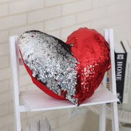 48329S KISSEN HERZ PAILLETTEN SILBER VALENTINSTAG